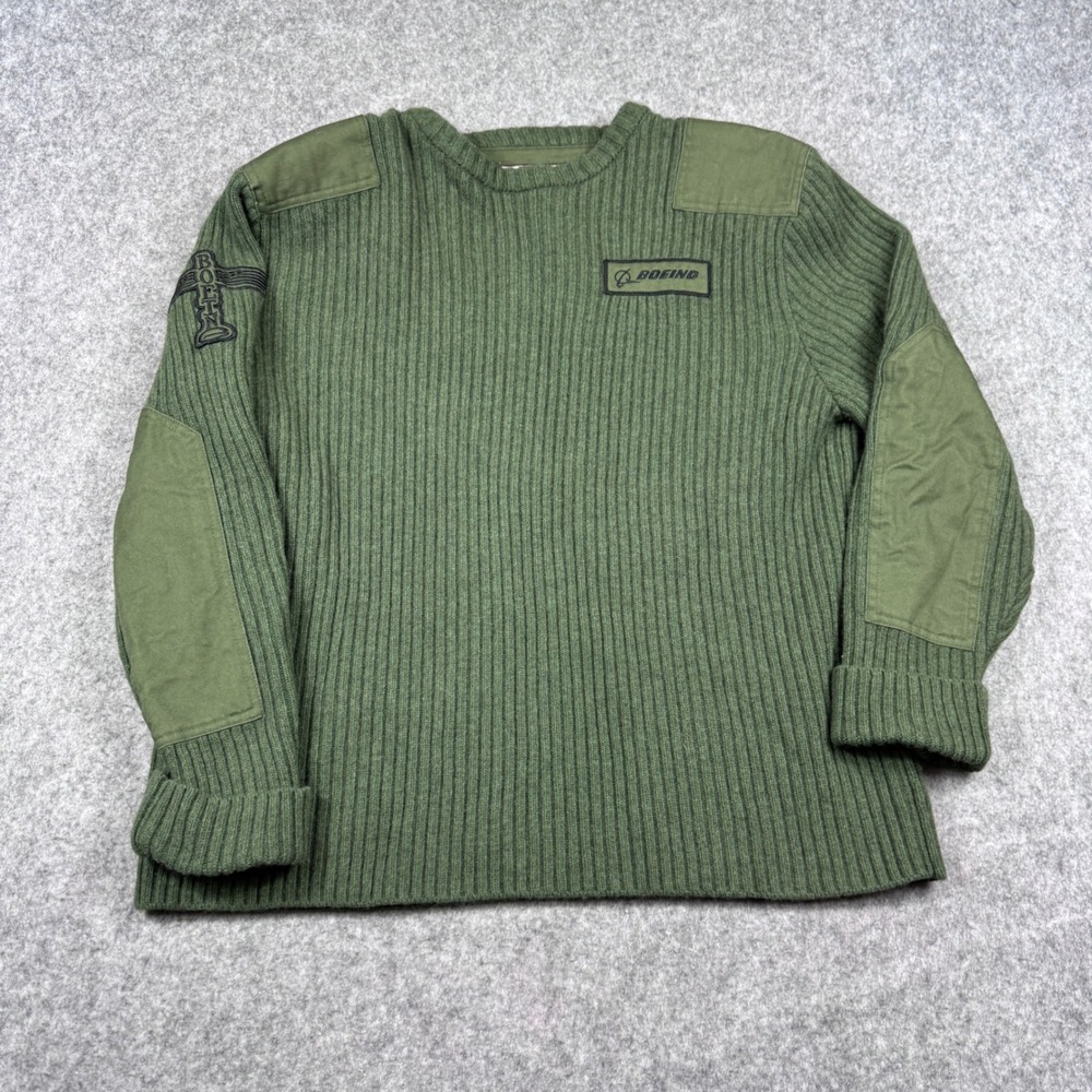 Red Canoe Boeing Wool Blend Sweater Mens XL Green Ribbed‎ Knit